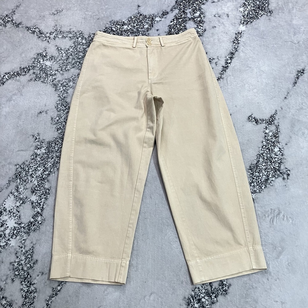 Apiece Apart Cream Cotton Wide Leg Crop Pants Size 16 High Rise